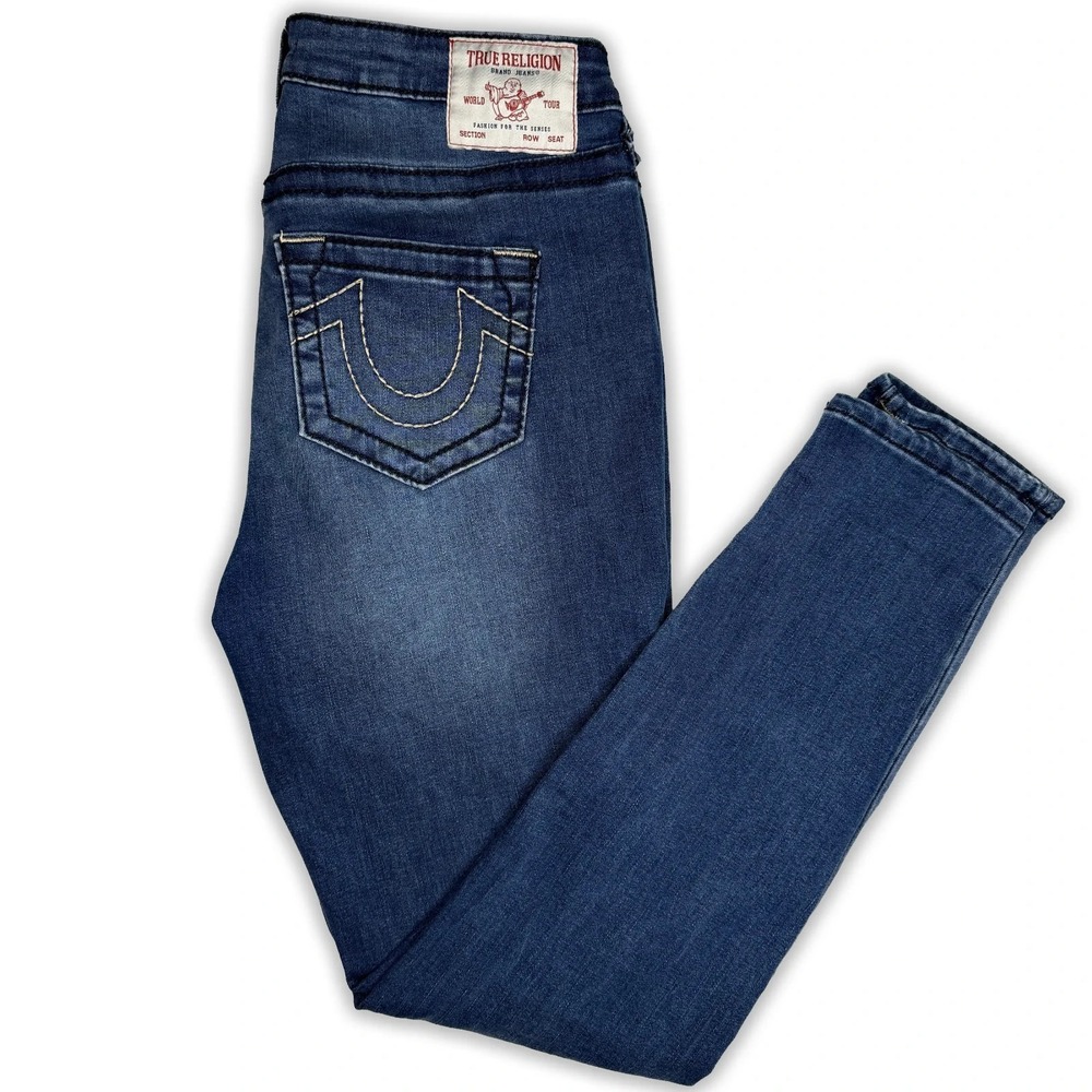 True Religion Jeans Jennie Curvy Mid Rise Super Skinny Medium Wash Women's Sz 29